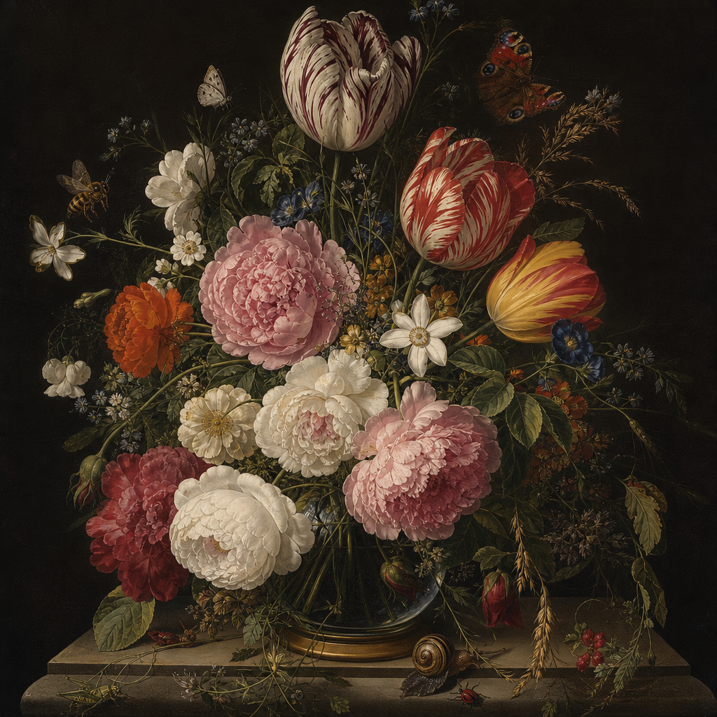 Rachel Ruysch inspired flower still life